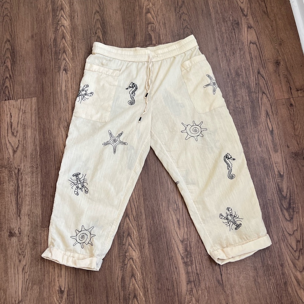 Anthropologie Linen Sea Life Trousers